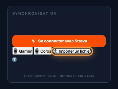 Bouton « Importer un fichier » encadré dans le panneau Synchronisation